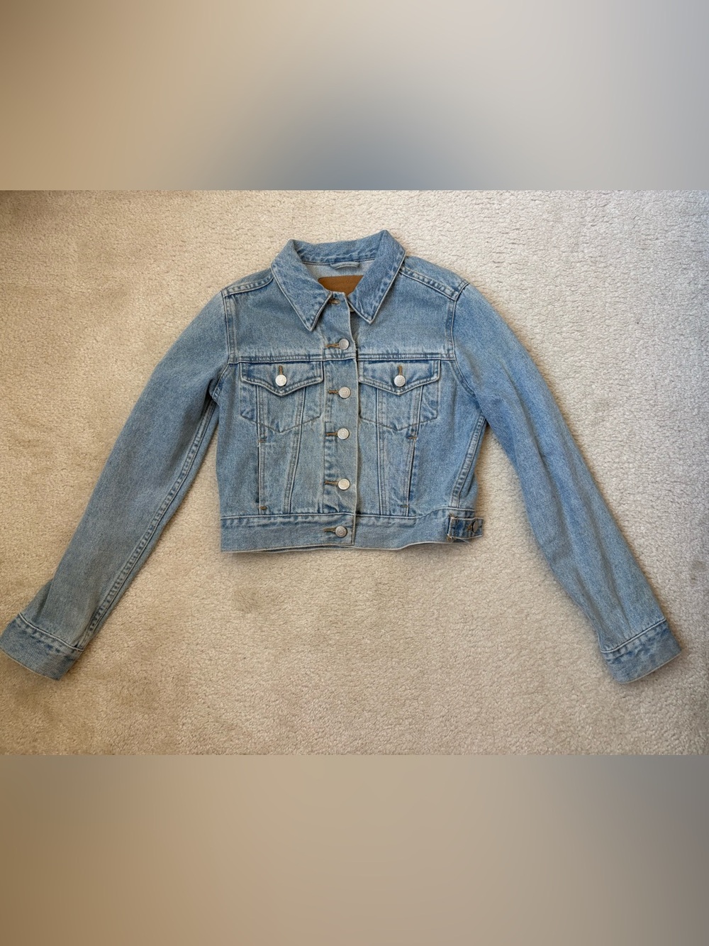 Vintage 90s Y2K Abercrombie & Fitch cropped light blue denim jacket sz S cowgirl